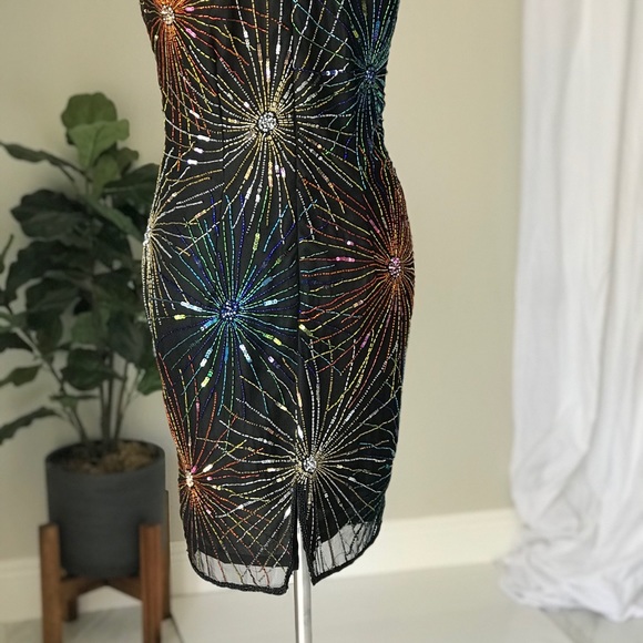 VTG Rina Z 100% Silk Rainbow Beaded Dress Set - Picture 7 of 12